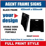 Frame Sign Agent  - 450mmH x 650mmW - Black Frame